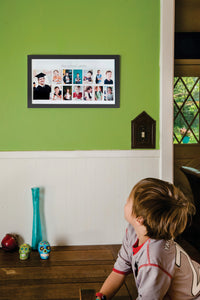 Green Pollywog School Years Picture Day Collage Frame in Elegant Natural Wood, Photos from Kindergarten to Graduation